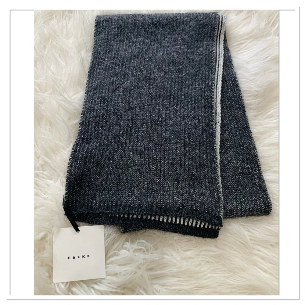 NWT Falke Knit Wool Mohair Monochrome Scarf One Size